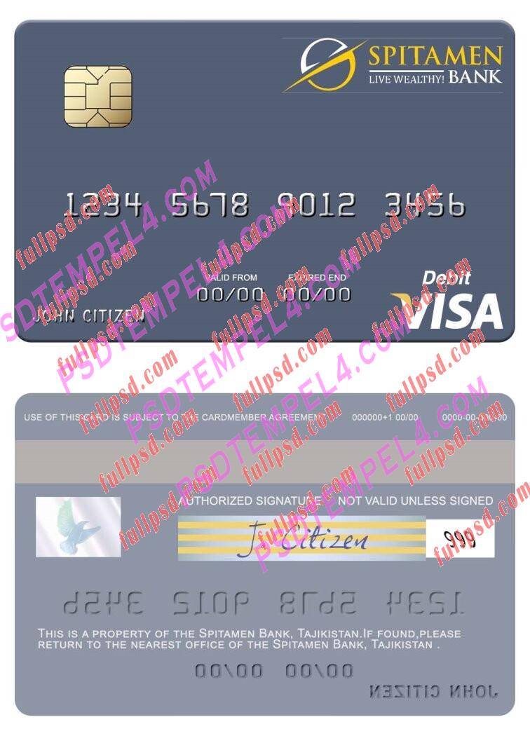 Tajikistan Spitamen Bank visa debit card PSD