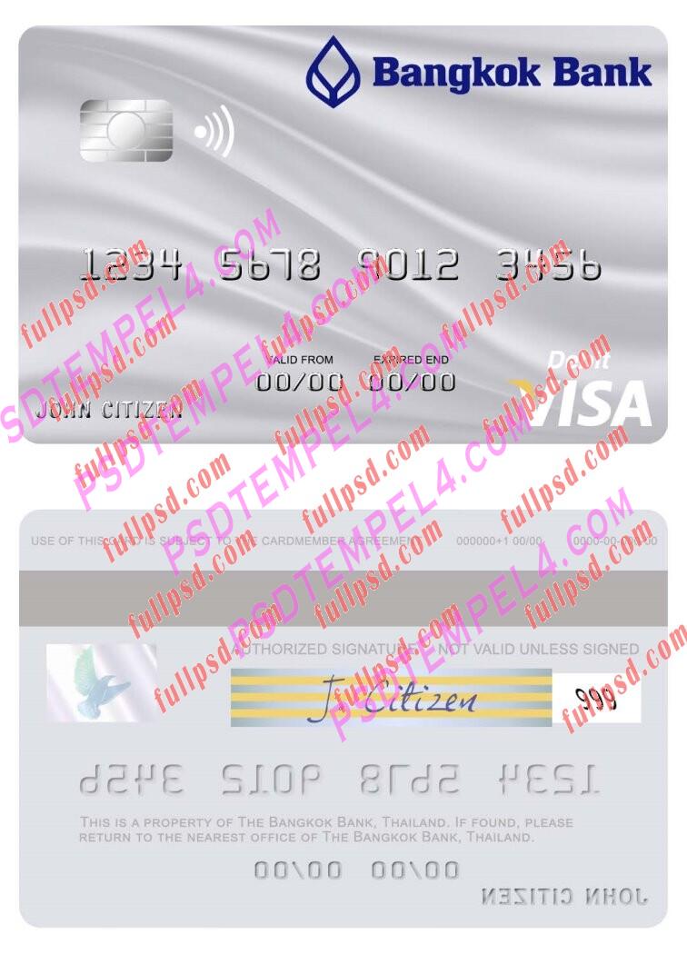 Thailand Bangkok Bank visa debit card PSD