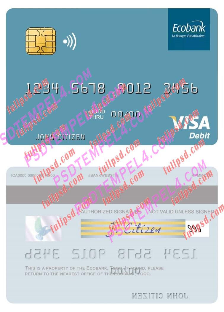 Togo Ecobank visa debit card PSD