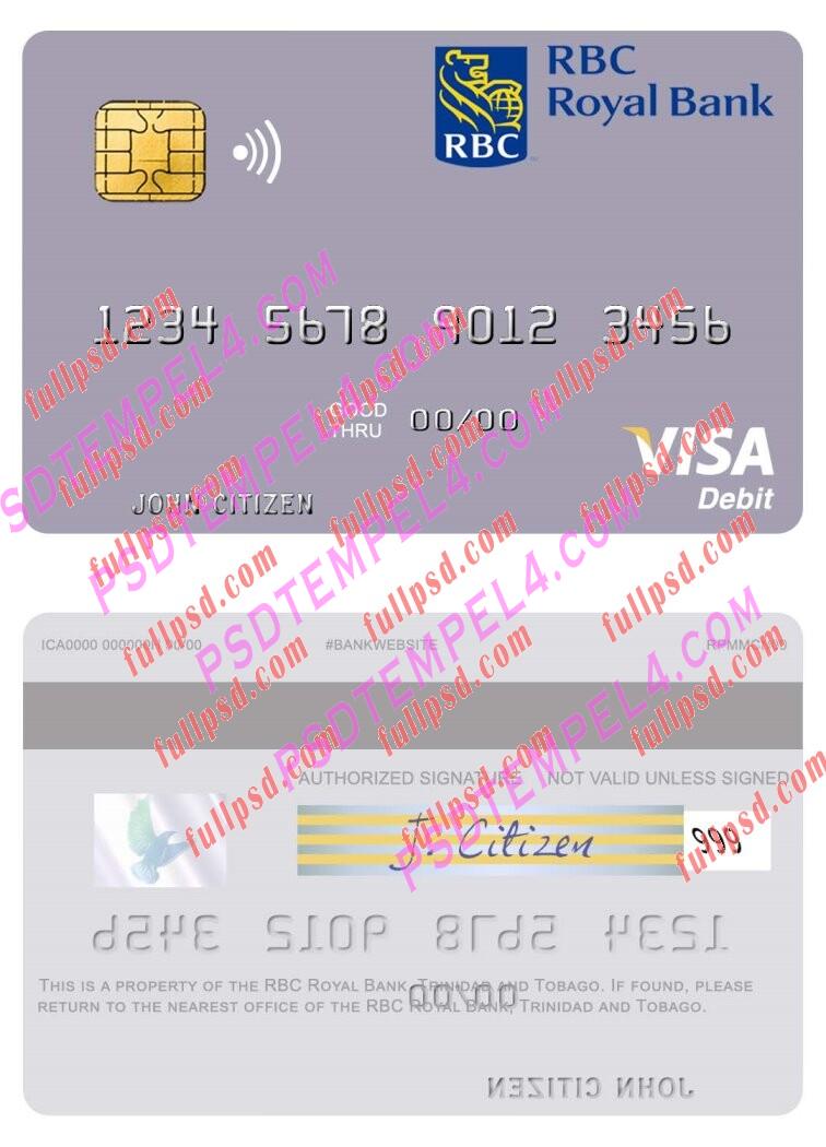 Trinidad and Tobago RBC Royal Bank visa debit card PSD