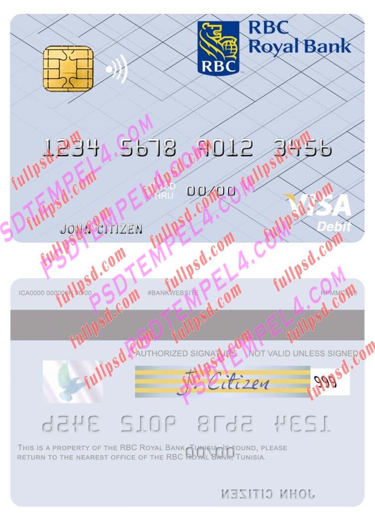 Tunisia RBC Royal Bank visa debit card PSD