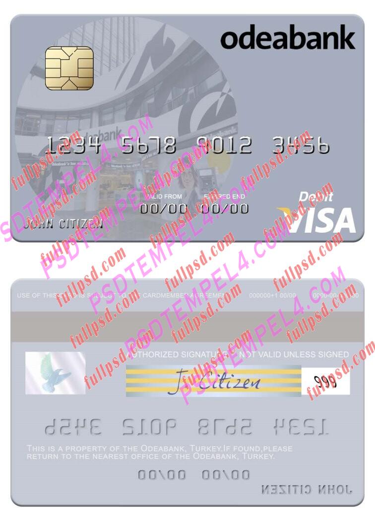 Turkey Odeabank visa debit card PSD