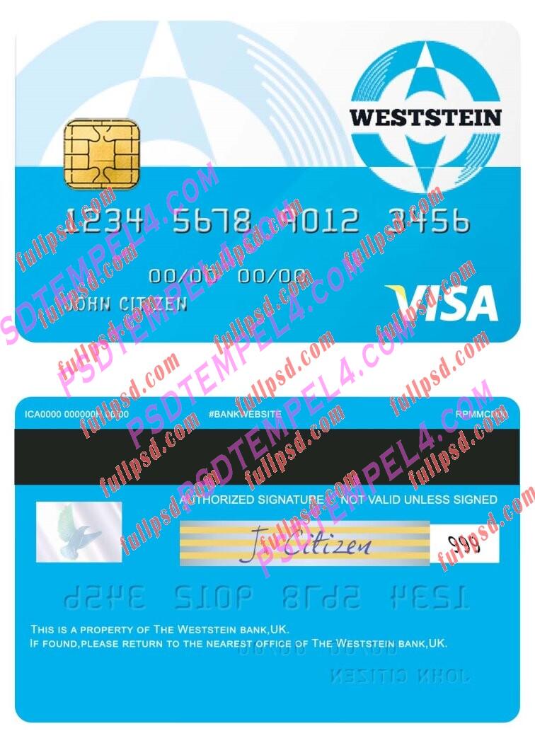 United Kingdom Weststein bank visa card PSD