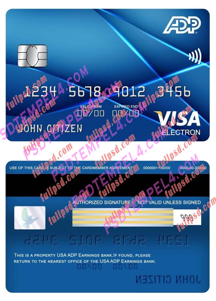 USA ADP Earnings bank visa electron card PSD