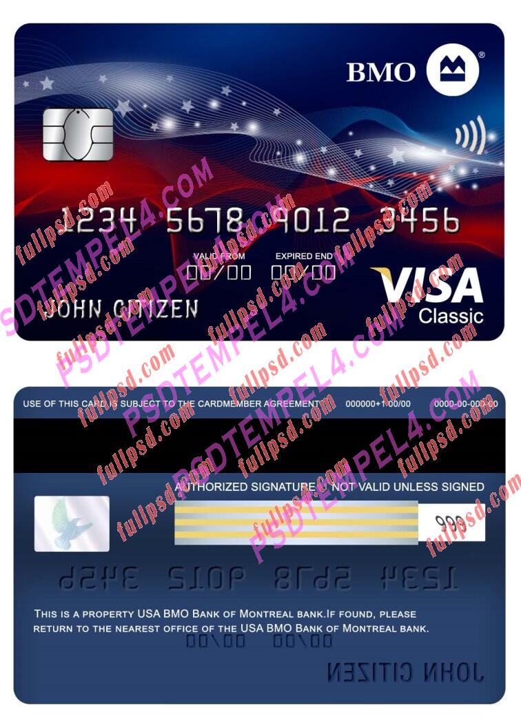 USA BMO Bank of Montreal bank visa classic card PSD