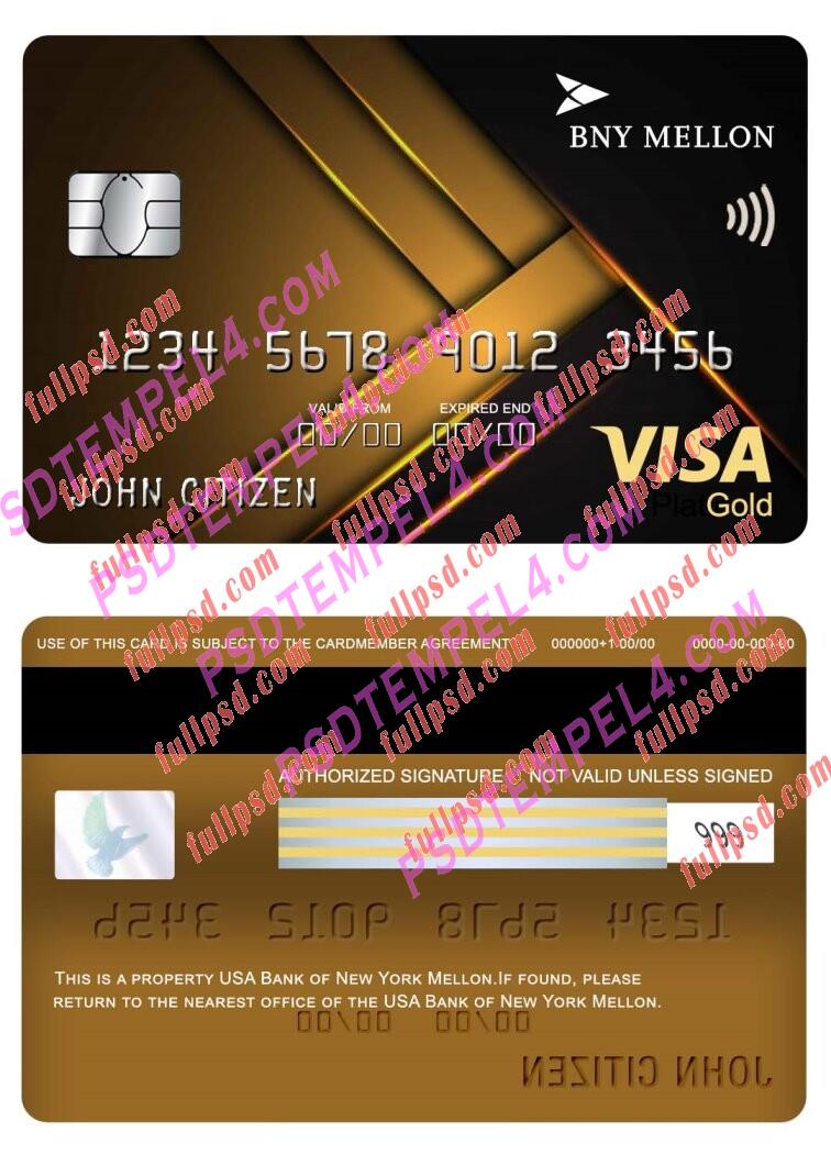 USA Bank of New York Mellon visa gold card PSD