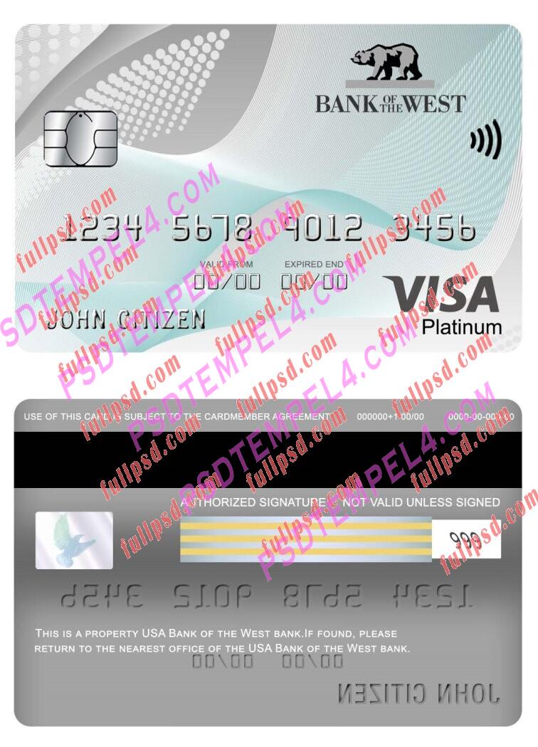 USA Bank of the West bank visa platinum card PSD