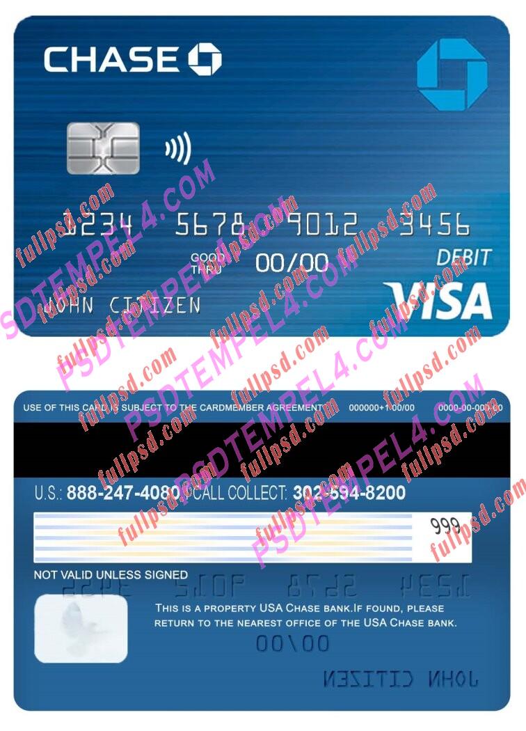 USA Chase bank visa debit card PSD