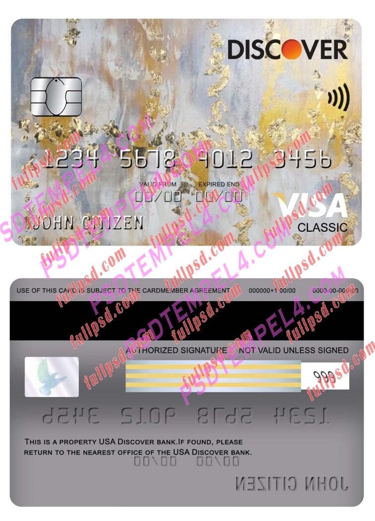 USA Discover bank visa classic card PSD
