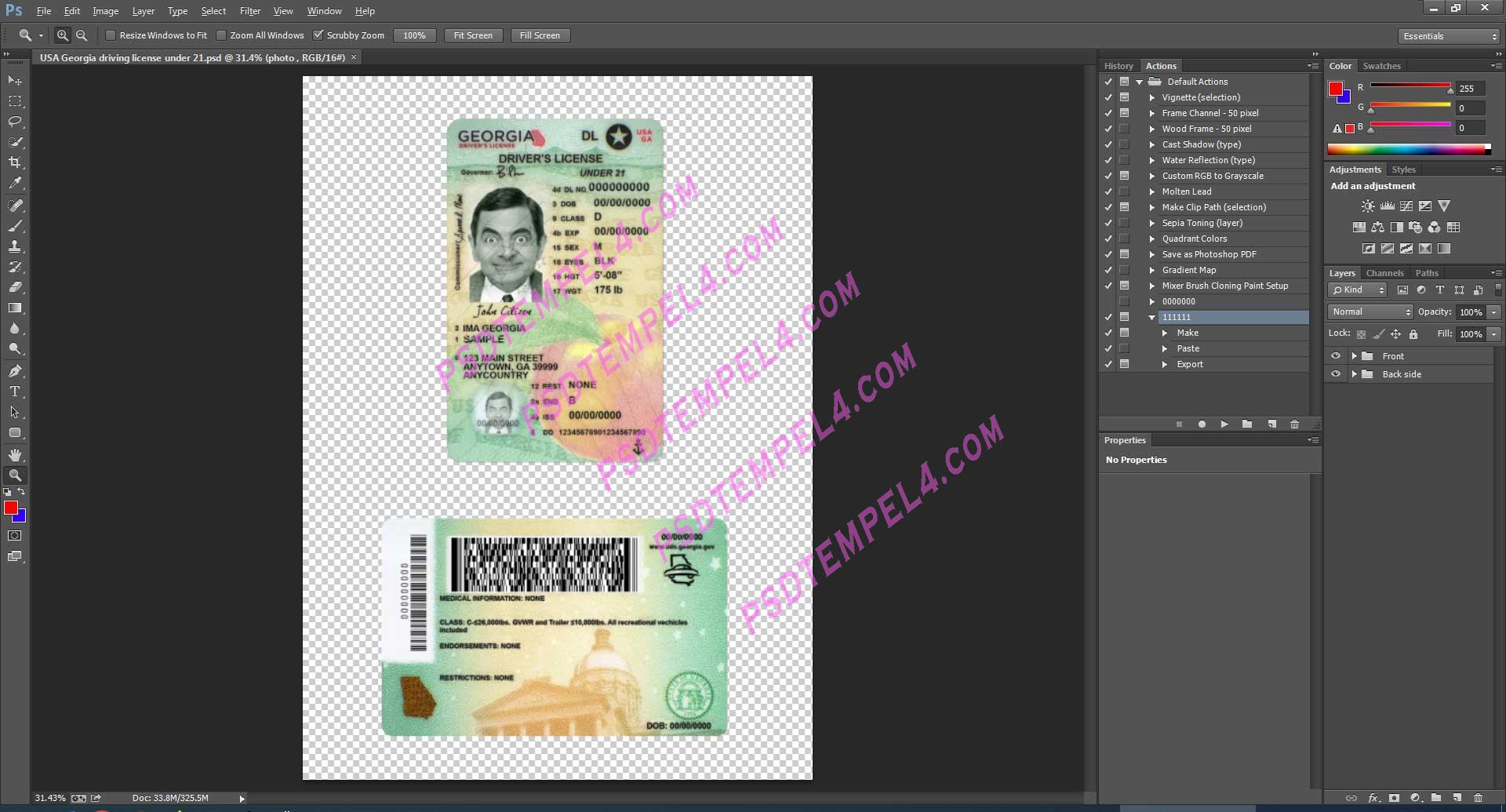 USA Georgia Driver License under 21 PSD V2