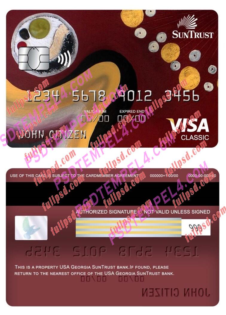 USA Georgia SunTrust bank visa classic card PSD