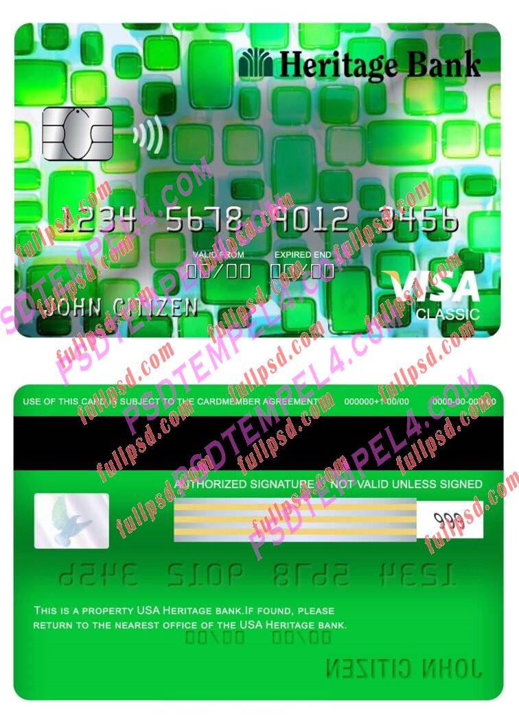 USA Heritage bank visa classic card PSD