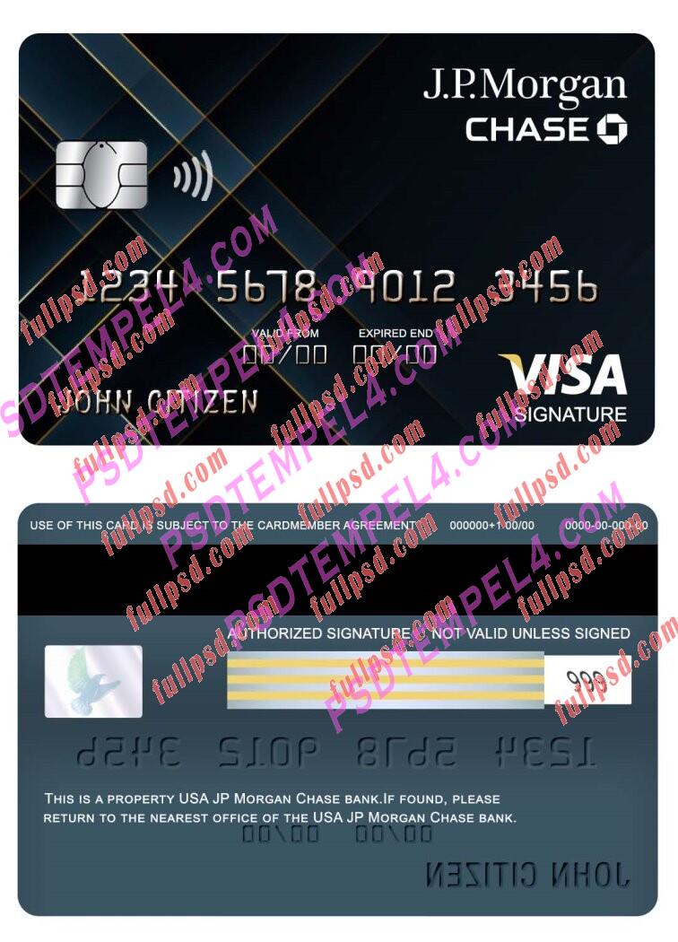 USA JP Morgan Chase bank visa signature card PSD