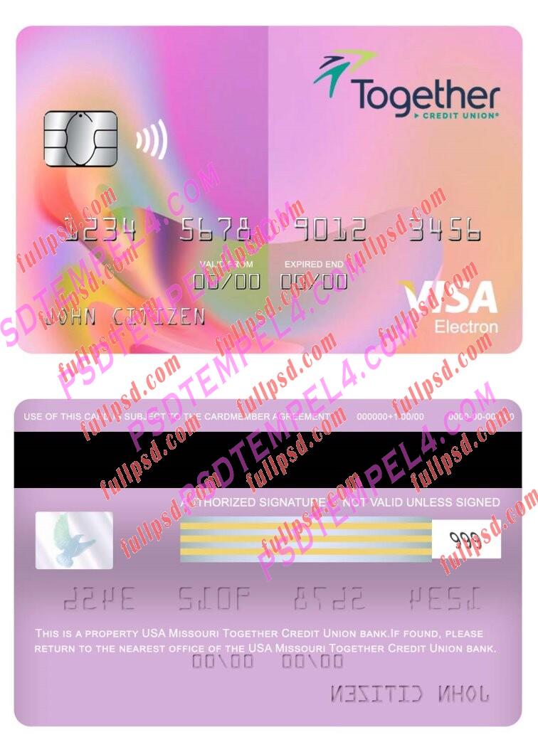 USA Missouri Together Credit Union bank visa electron card PSD