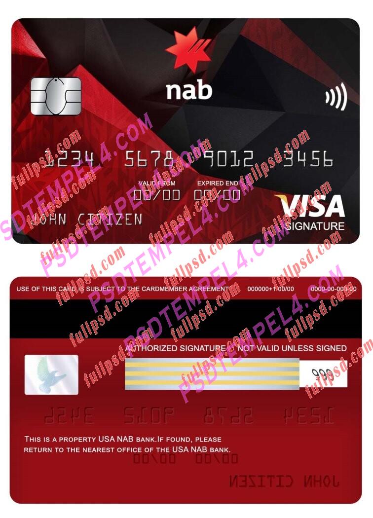USA NAB bank visa signature card PSD