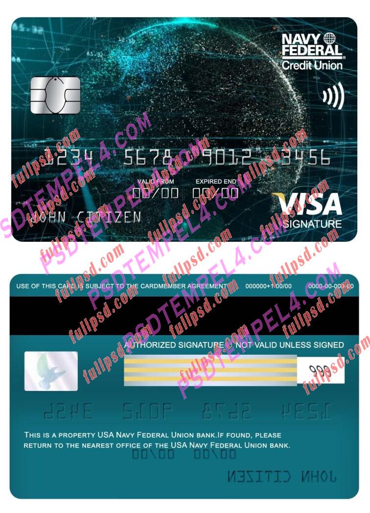 USA Navy Federal Union bank visa signature card PSD
