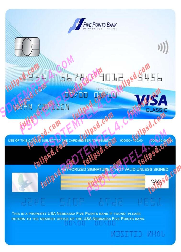 USA Nebraska Five Points Bank visa classic card PSD