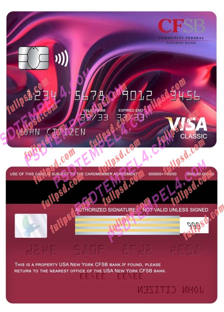 USA New York CFSB bank visa classic card PSD