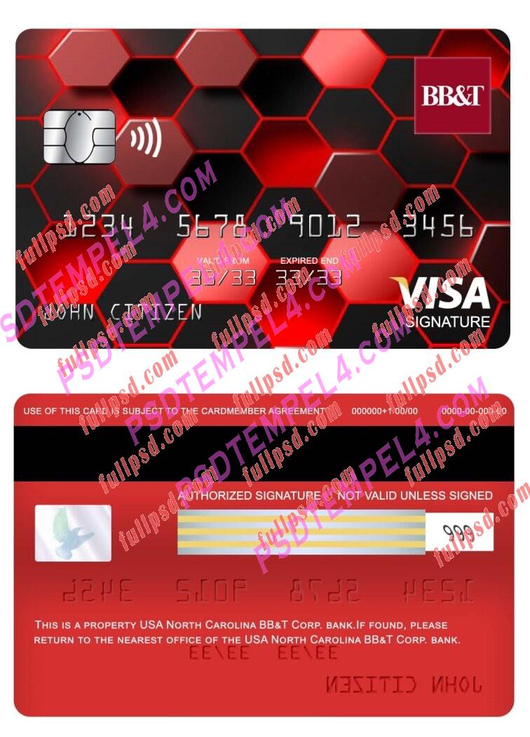 USA North Carolina BBT Corp. bank visa signature card PSD
