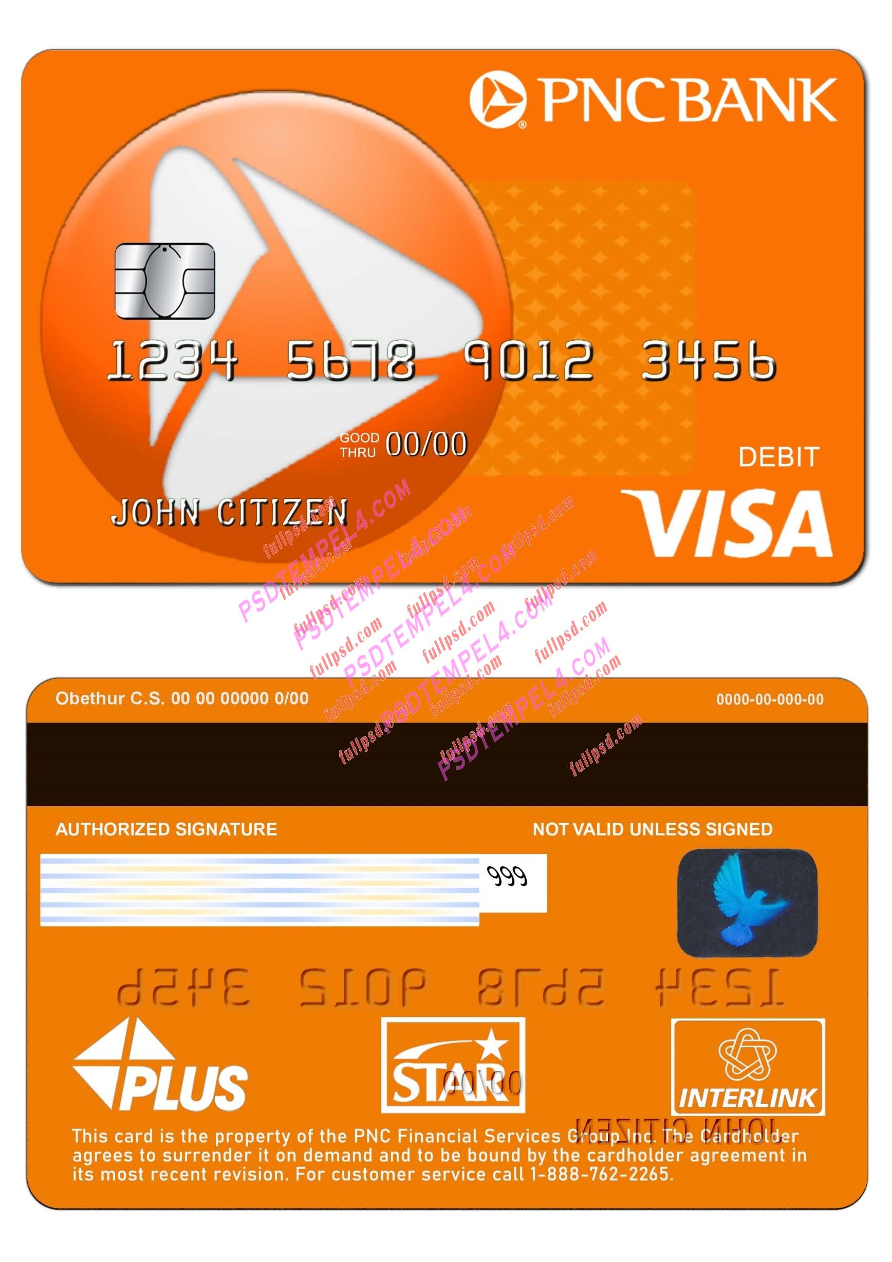 USA PNC bank Visa Debit Card PSD