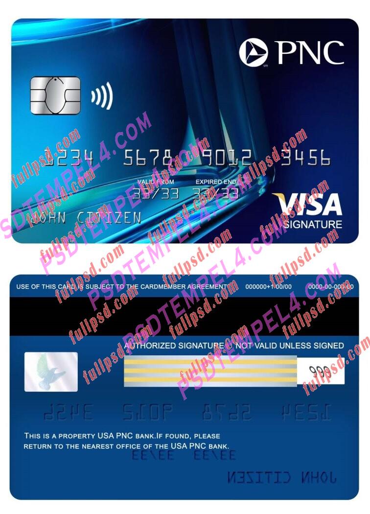 USA PNC bank visa signature card PSD