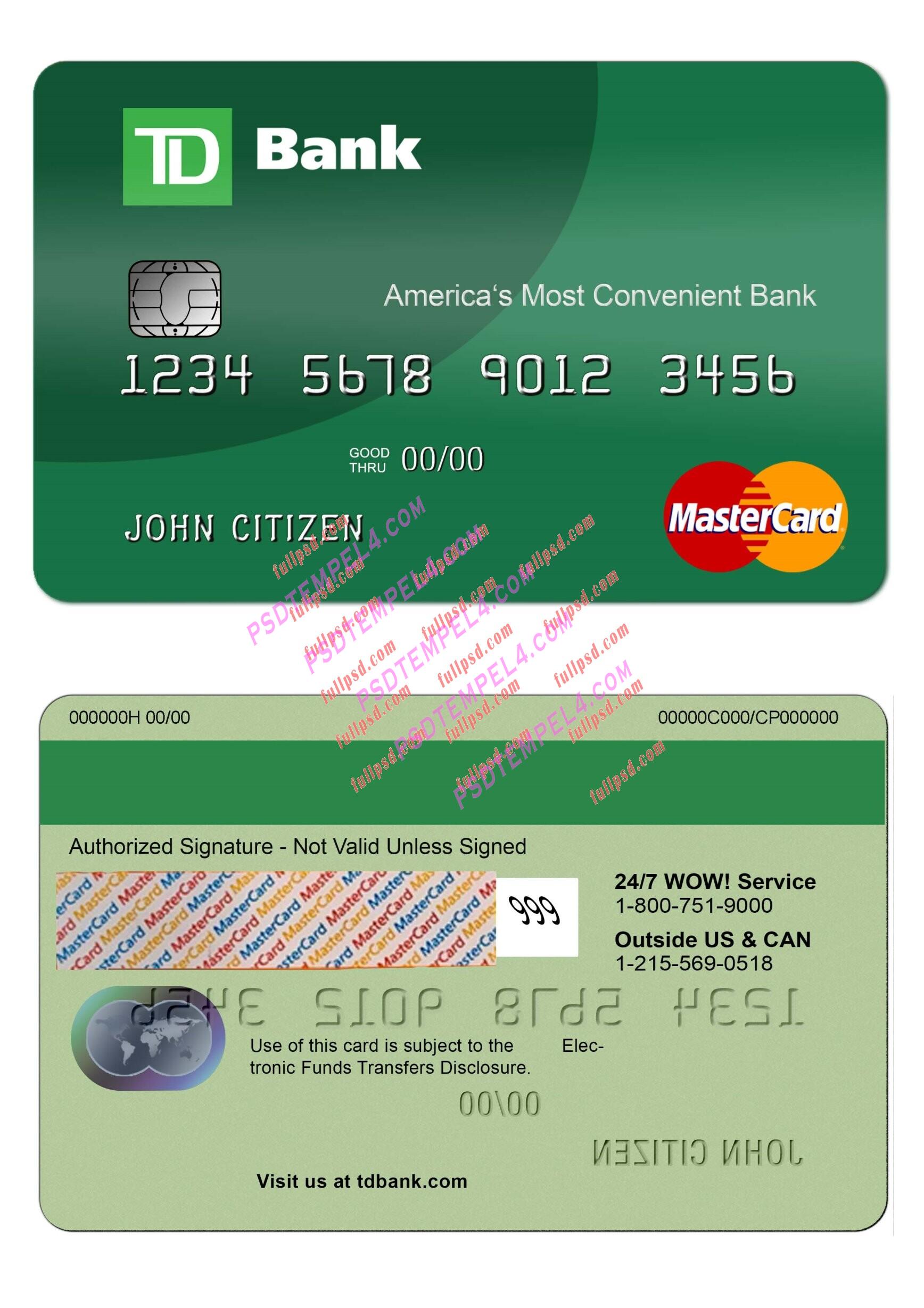 USA TD Mastercard PSD