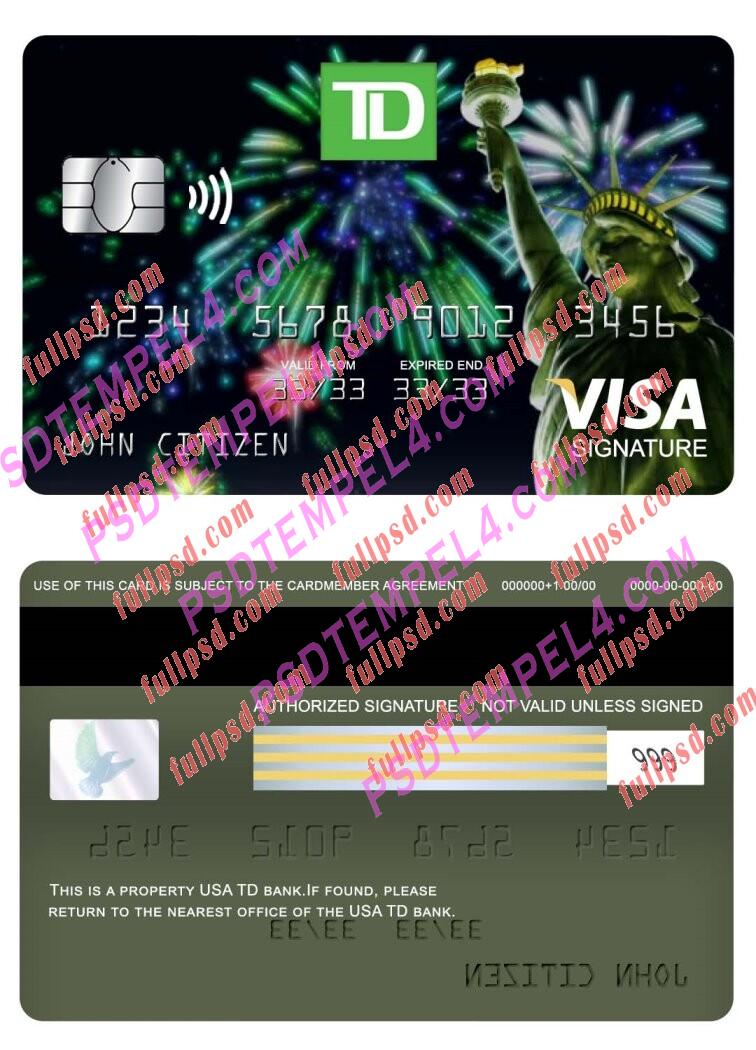 USA TD bank visa signature card PSD