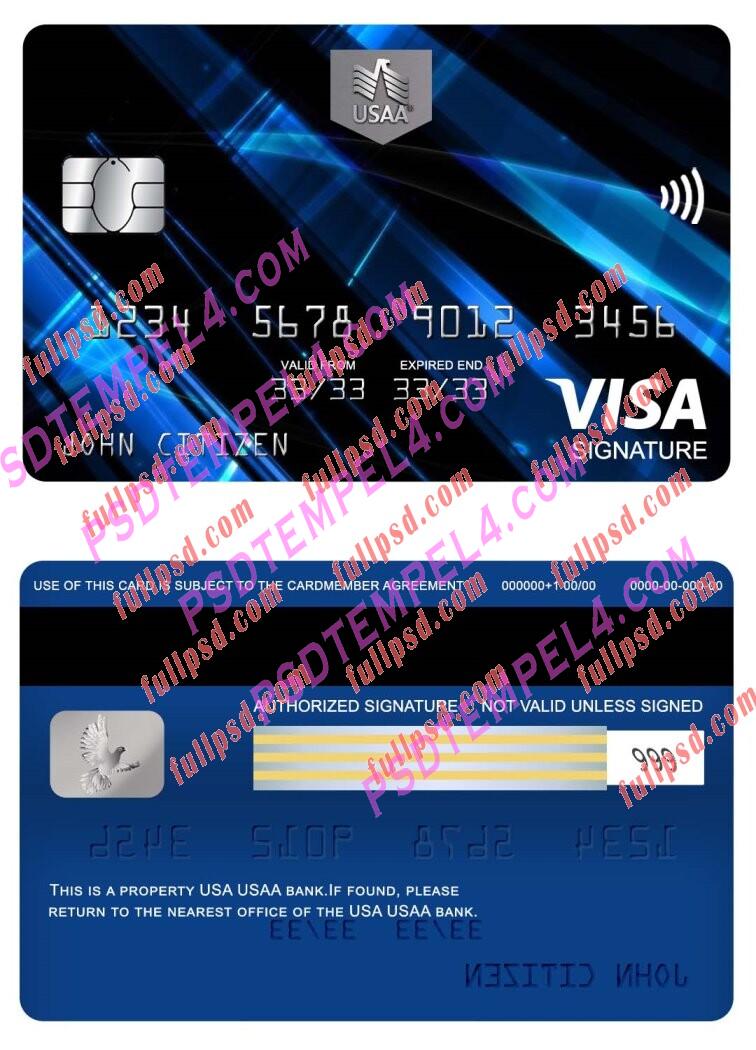 USA USAA bank visa signature card PSD