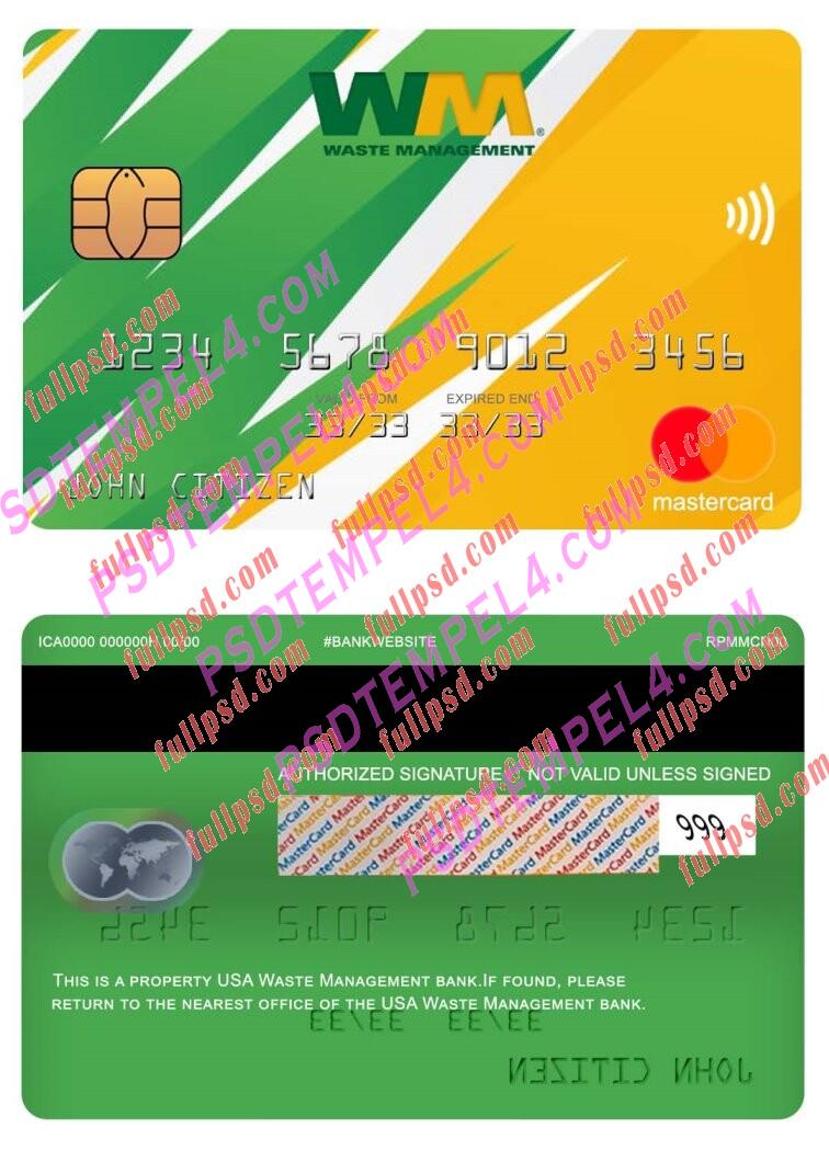 USA Waste Management bank Mastercard PSD