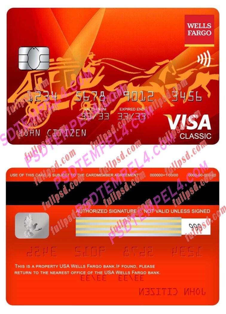 USA Wells Fargo bank visa classic card PSD
