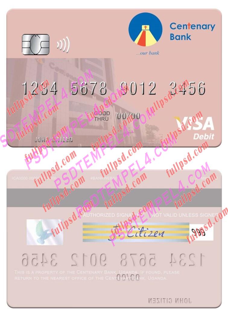 Uganda Centenary Bank visa debit card PSD
