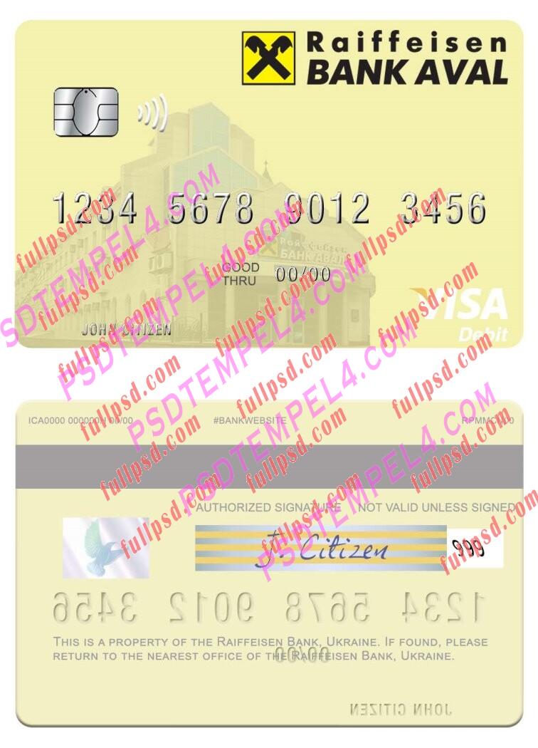 Ukraine Raiffeisen Bank visa debit card PSD