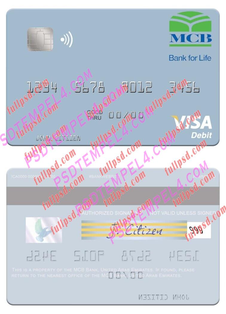 United Arab Emirates MCB Bank visa debit card PSD