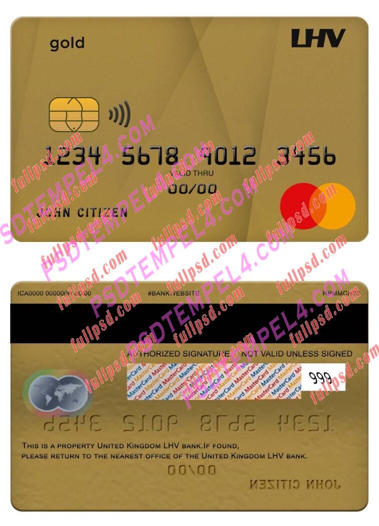 United Kingdom LHV bank Mastercard gold PSD