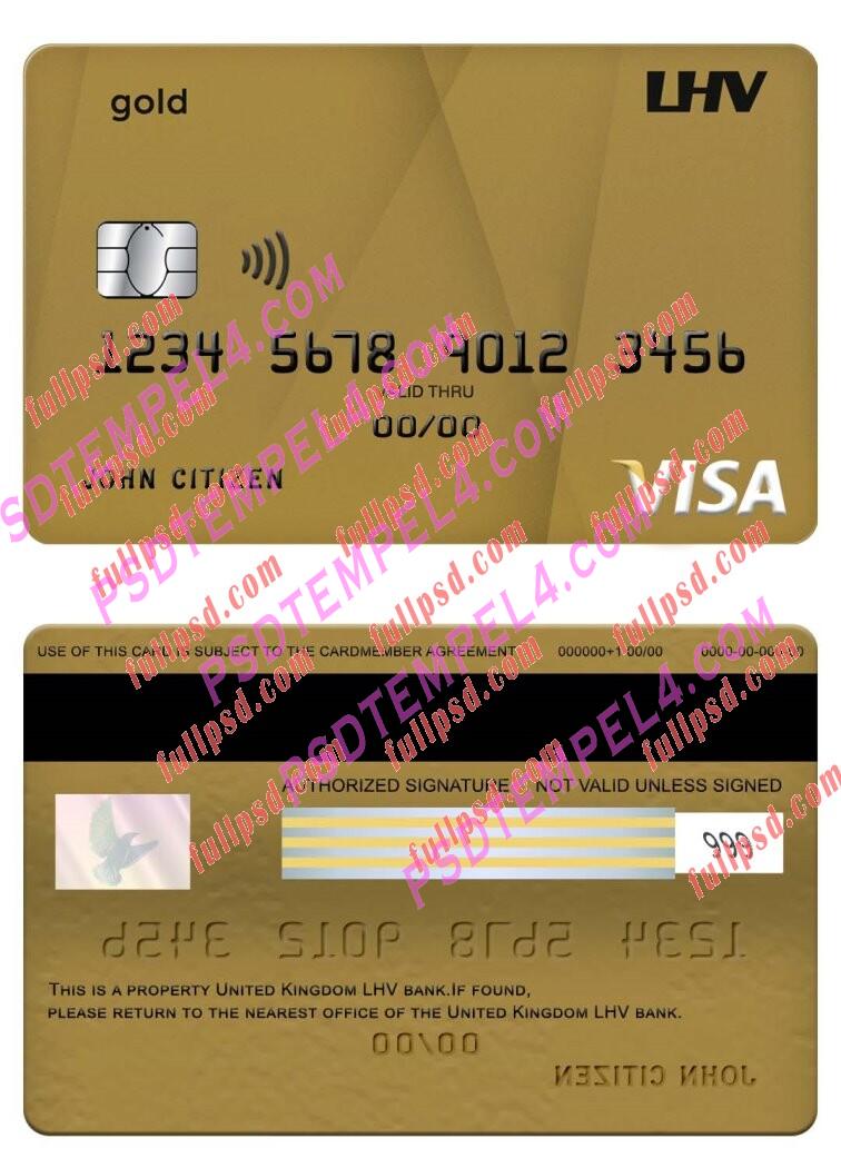 United Kingdom LHV bank visa gold card PSD