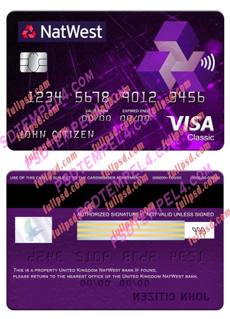 United Kingdom NatWest bank visa classic card PSD