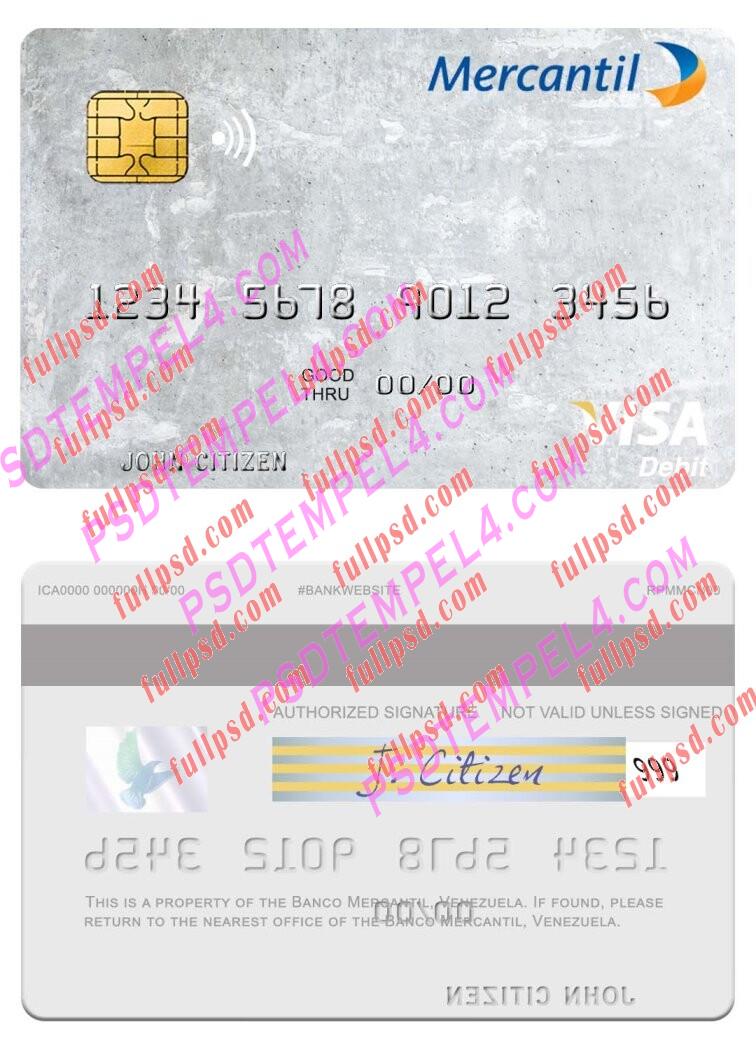 Venezuela Banco Mercantil visa debit card PSD