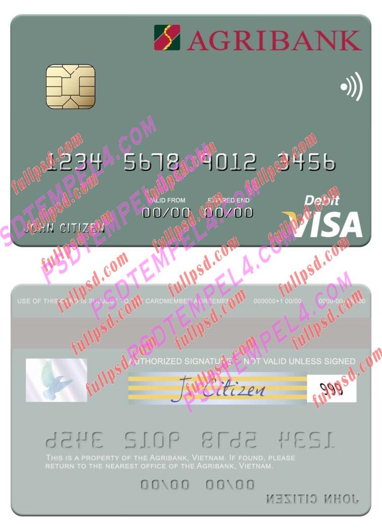 Vietnam Agribank visa debit card PSD