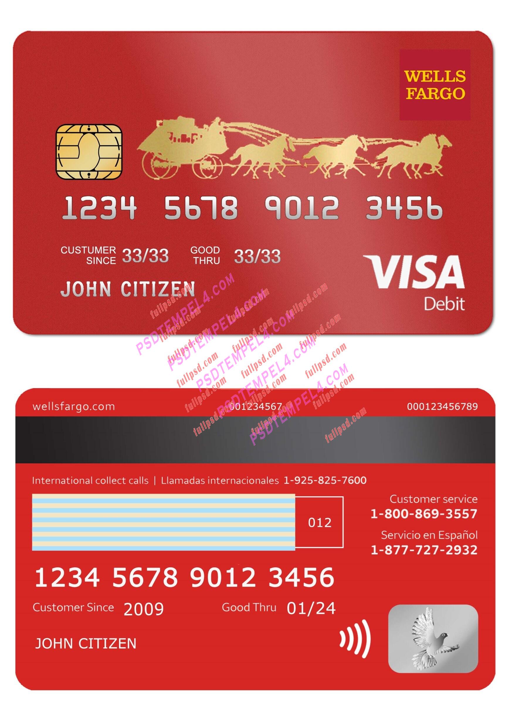USA WELLS FARGO BANK VISA DEBIT CARD PSD