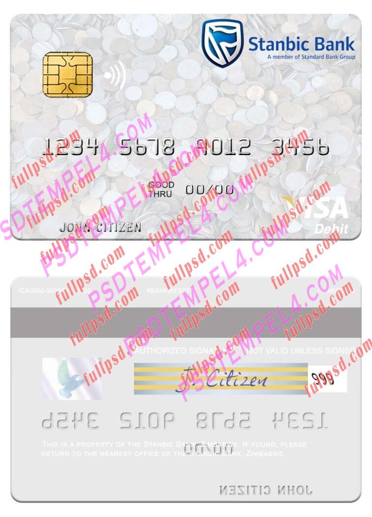 Zimbabwe Stanbic Bank visa debit card PSD