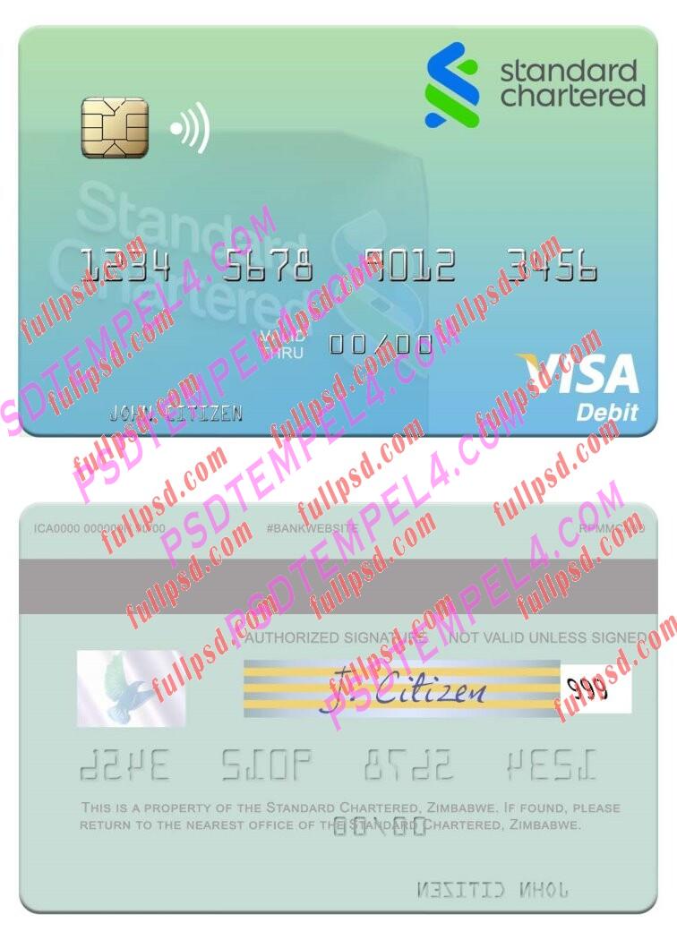 Zimbabwe Standard Chartered visa debit card PSD