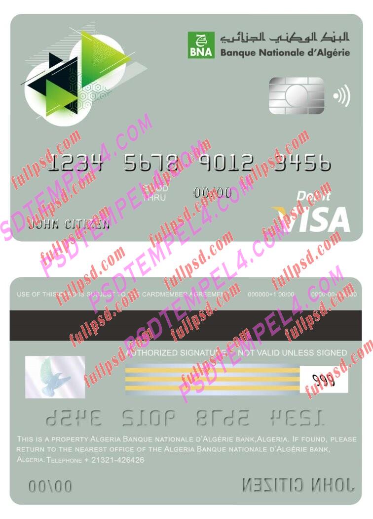 algeria banque nationale dAlgerie BNA bank visa card PSD