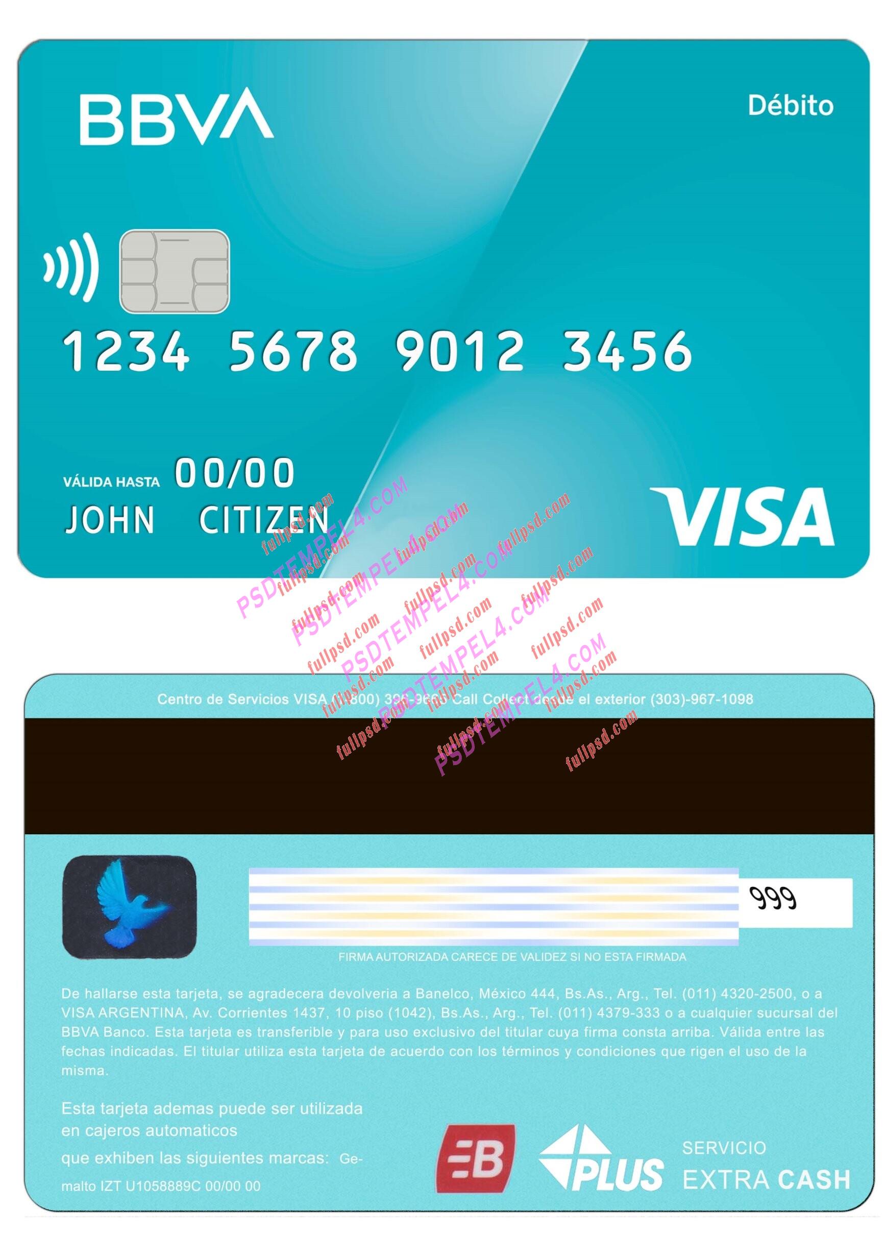 argentina bbva bank visa debit card PSD