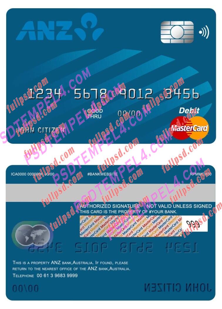 australia anz bank Mastercard PSD