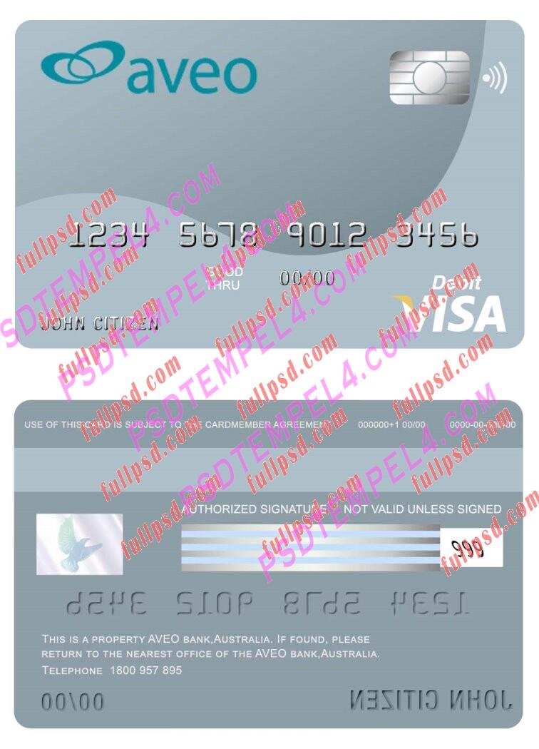 australia aveo bank visa card PSD