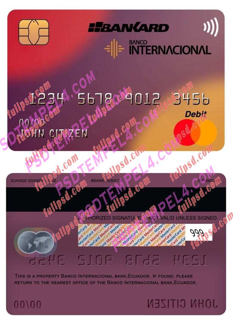 ecuador banco internacional bank Mastercard PSD