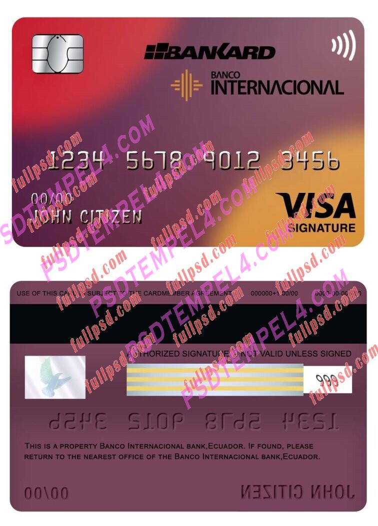 ecuador banco internacional bank visa signature card PSD