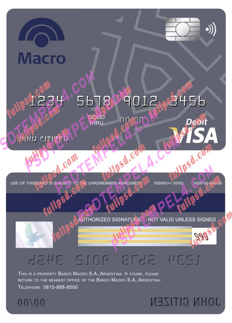 Argentina banco macro s.a bank visa card PSD