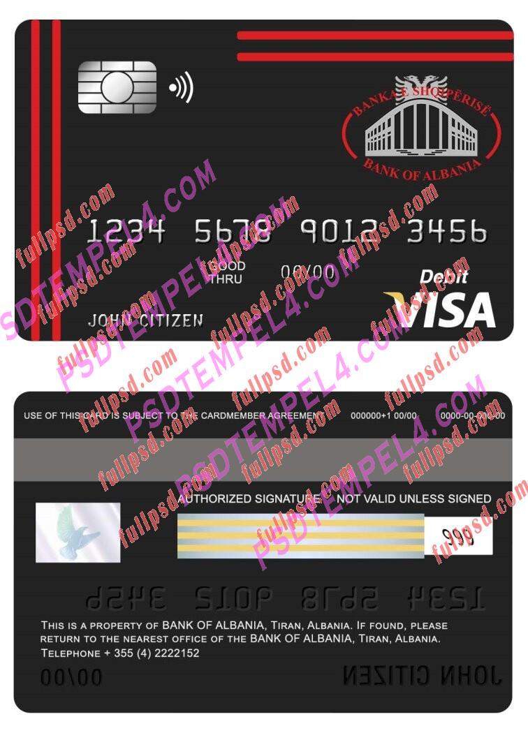 albania bank of visa card PSD