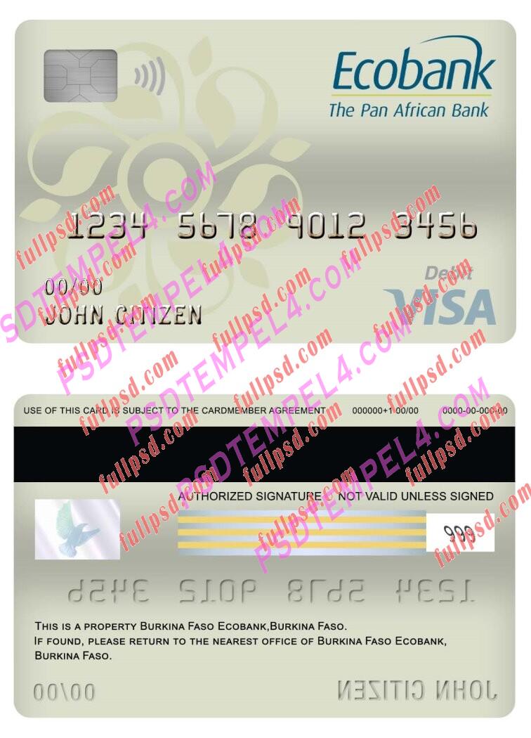 burkina faso ecobank bank visa debit card PSD